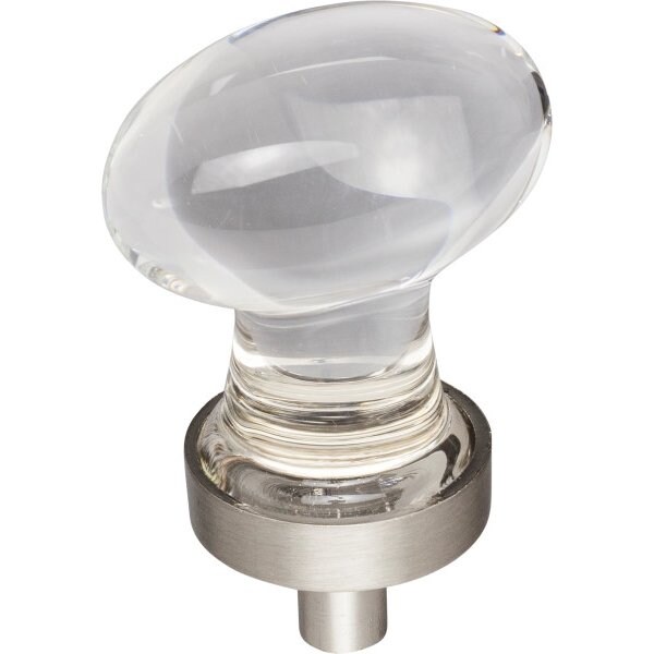 Jeffrey Alexander 1-1/4" Overall Length Satin Nickel Football Glass Harlow Cabinet Knob G110SN - main